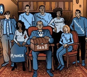 tech family cartoon technology family