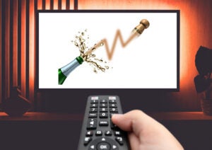 Modern living room interior with blank smart TV screen