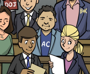 Andrew Casale as a comic in the courtroom!